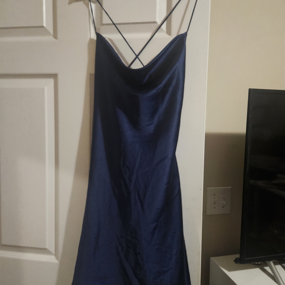 Le Lis Midnight Blue Satin Dress